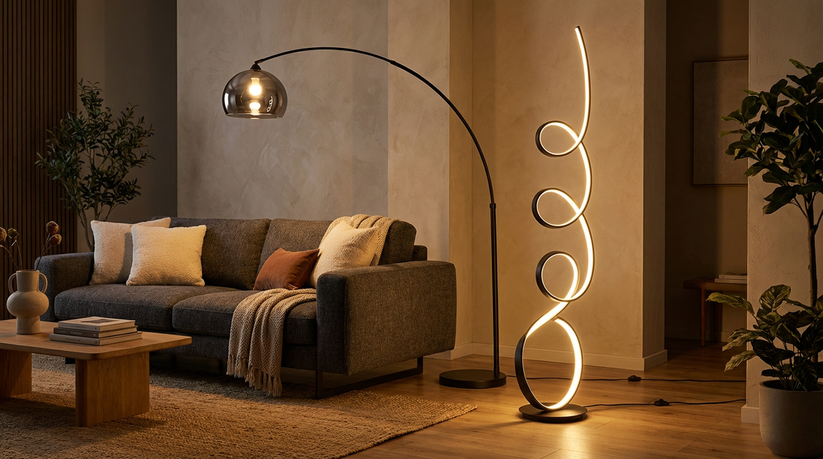 Mora and Tava — Floor Lamp Height Chart by Sofa, Chair, and Reading Setup