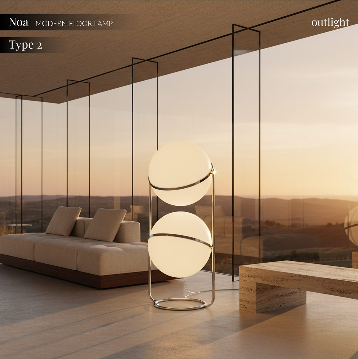 Noa Glass Globe Floor Lamp