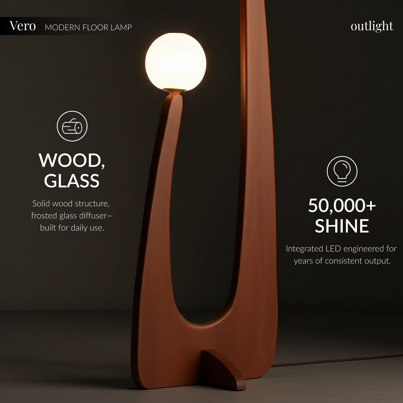 Vero Solid Wood & Glass Floor Lamp – Outlight