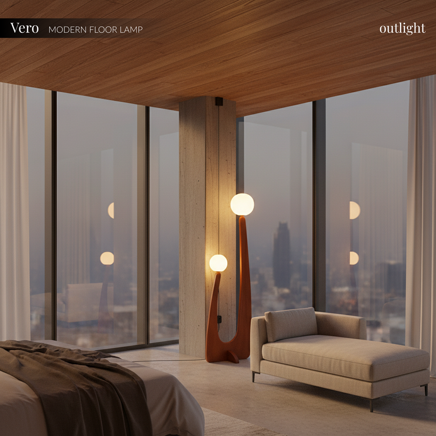 Vero Solid Wood & Glass Floor Lamp – Outlight