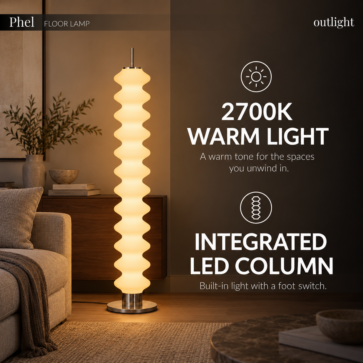 Phel — 2700K light source and switch control infographic